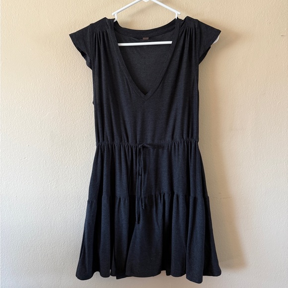 Beyond Yoga Dresses & Skirts - Beyond Yoga Charcoal Black V-Neck Tiered Mini Dress Soft Girl Athleisure size XS